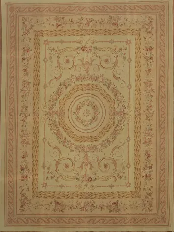 Exquisite Traditional Aubusson Tapestries Area Rug in Soft Pastel Floral Motifs 9x12