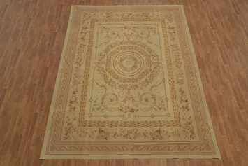 Exquisite Traditional Aubusson Tapestries Area Rug in Soft Pastel Floral Motifs 9x12