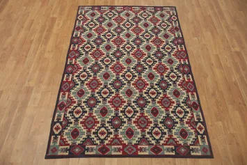 Geometric Colorful Aubusson-Tapestry Rug 4x6