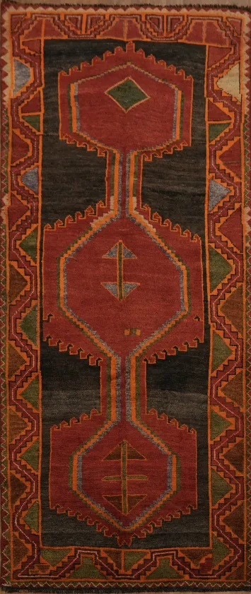 Geometric Vegetables Dye Tribal Lori Shiraz Runner Rug 4x9