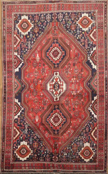 Traditional Geometric Qashqai Persian Area Rug 6x10