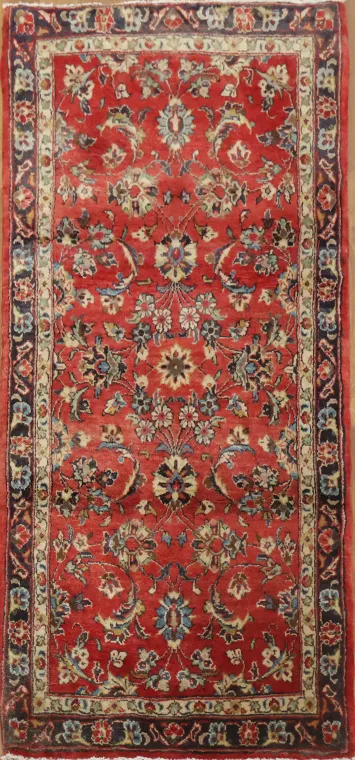 Elegant Red Vintage Tribal Sarouk Persian Rug 2x5