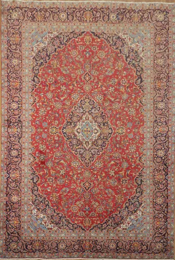 Beautifully Detailed Persian Kashan Rug Featuring Exquisite Patterns 9x14