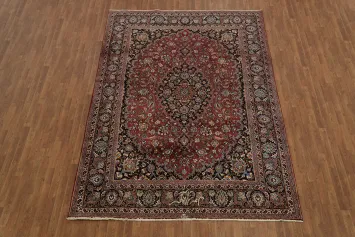 Vegetables Dye Old Floral Mashad Persian Area Rug 8x11