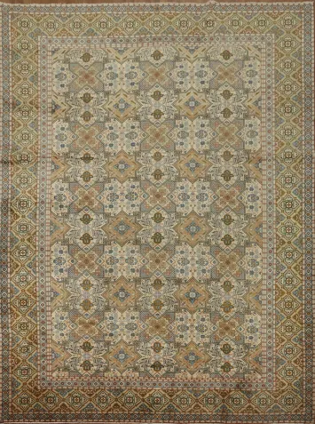 Geometric Vintage Kashan Persian Large Rug 10x14