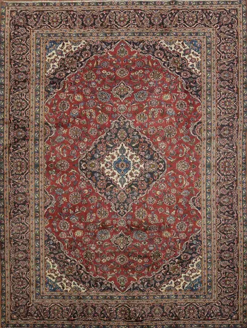 Floral Vintage Mashad Persian Area Rug 9x12