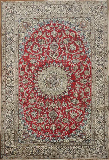 Elegant Floral Nain Persian Area Rug 6x9