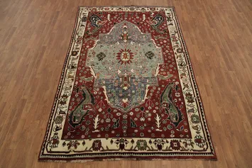 Vintage Geometric Shiraz Persian Area Rug 6x10