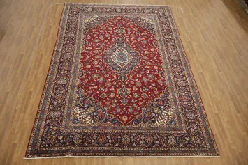 Handmade Floral Kashan Persian Large Rug 10x14