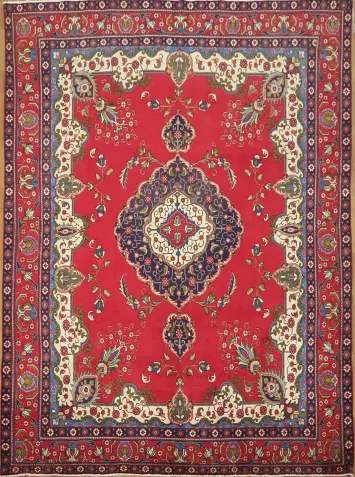 Vintage Floral Tabriz Persian Area Rug 10x13