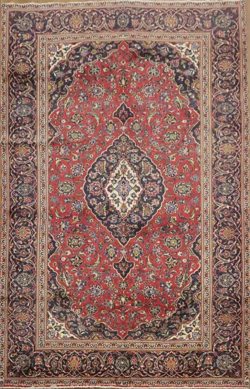 Traditional Elegance: Mashad Persian Area Rug 6x10