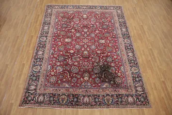 Elegant Red Antique Mashad Persian Area Rug 9x12