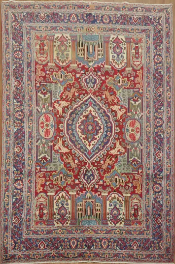 Elegant Animal Pictorial Kashmar Persian Area Rug 6x10