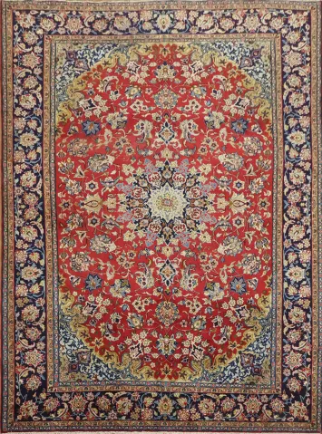 Vintage Red Floral Najafabad Persian Area Rug 10x13