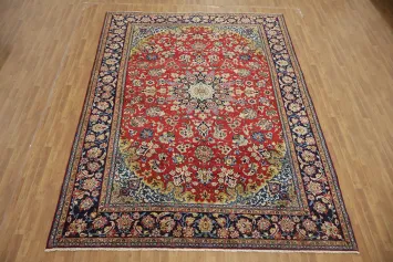 Vintage Red Floral Najafabad Persian Area Rug 10x13