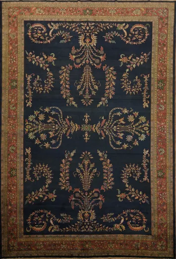 Vegetables Dye Traditional Oriental Sarouk Large Rug 12x17