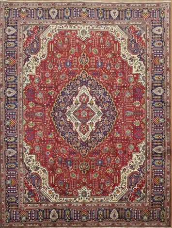 Floral Vintage Tabriz Persian Area Rug 10x13