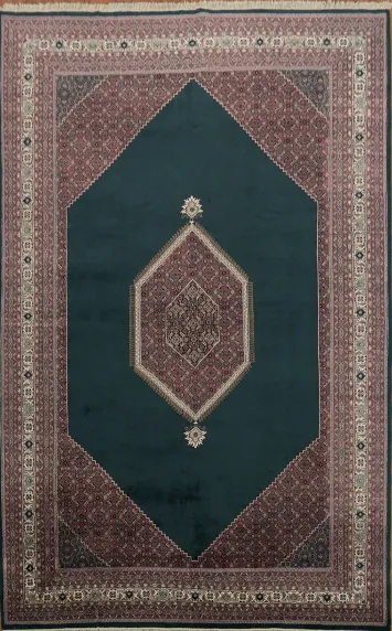 Classic Green Traditional Oriental Botemir Large Rug 12x19