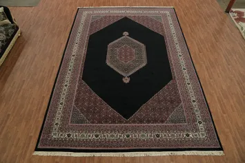 Luxurious Deep Black Traditional Oriental Bidjar Large Rug 12x18