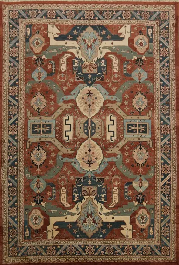 Traditional Vegetable-Dye Persian Heriz-Serapi Large Rug 12x17