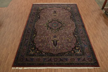 Traditional Vegetable-Dye Floral Persian Tabriz Large Rug 12x18