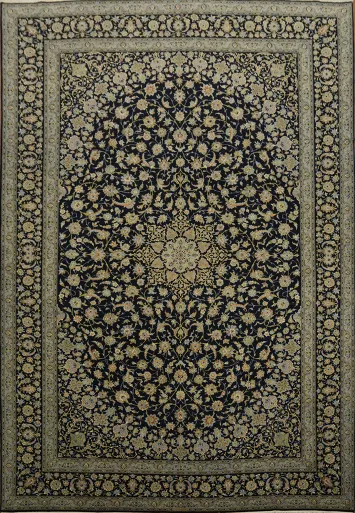 Vegetables Dye Floral Vegetable-Dye Persian Kashan Large Rug 12x18