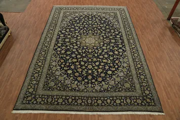 Vegetables Dye Floral Vegetable-Dye Persian Kashan Large Rug 12x18