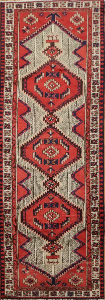 Geometric Elegance: Ardebil Persian Runner Rug 4x11