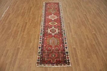 Vintage Wool Persian Gharajeh Runner Rug 2x9