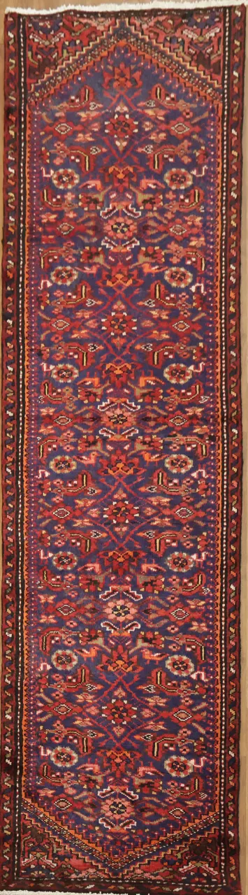 Vintage Hamedan Rug Featuring Timeless Tribal Patterns 3x9