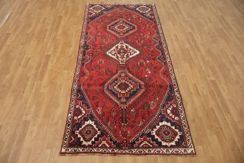 Red Tribal Qashqai Persian Runner Rug 4x9