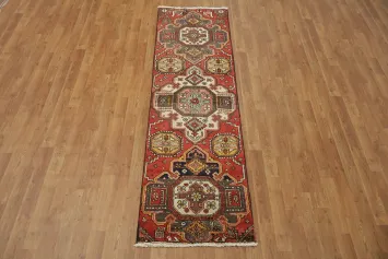 Vintage Geometric Persian Heriz Runner Rug 2x7