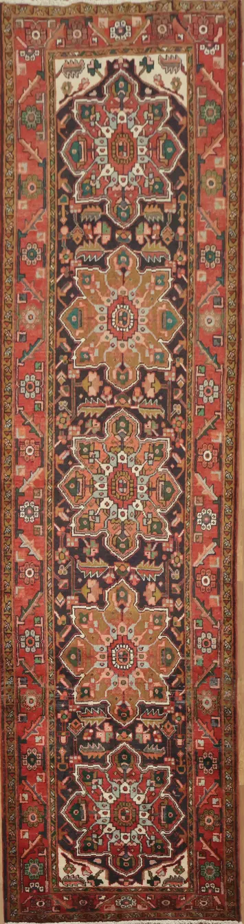Luxurious Handmade Heriz Persian Runner Rug 4x15