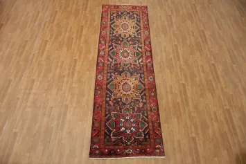Vibrant Geometric Heriz Persian Runner Rug 4x12