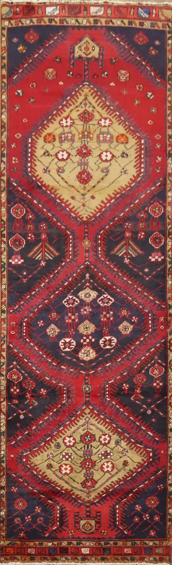 Geometric Hamedan Persian Runner Rug 3x10