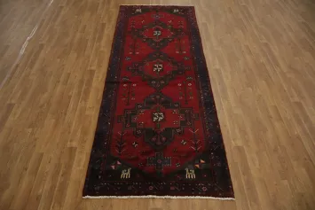 Vintage Geometric Hamedan Runner Rug  4x10