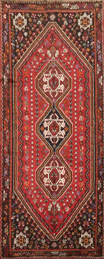 Traditional Persian Qashqai Wool Rug  4x10