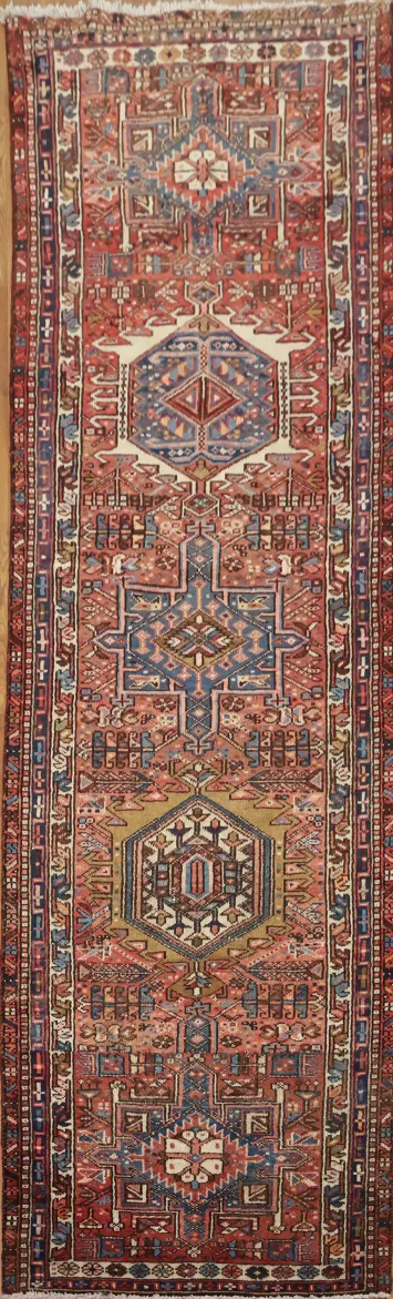 Long Geometric Gharajeh Persian Runner Rug 3x10