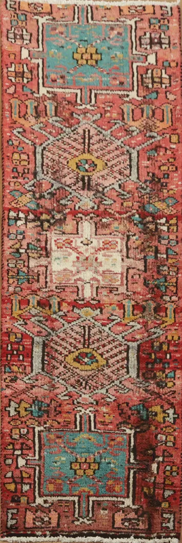 Vibrant Geometric Gharajeh Persian Runner Rug 2x5