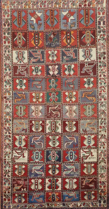 Colorful Geometric Elegance: Bakhtiari Persian Area Rug 5x9