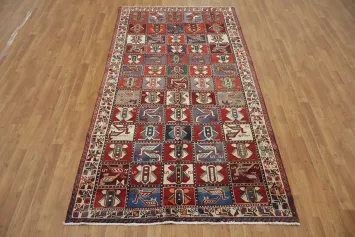 Colorful Geometric Elegance: Bakhtiari Persian Area Rug 5x9