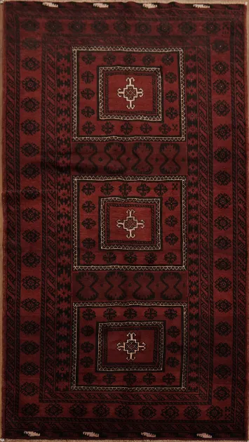 Geometric Persian Vintage Balouch Rug 4x7