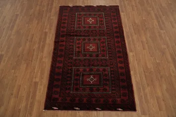 Geometric Persian Vintage Balouch Rug 4x7