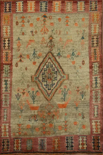 Vegetable Dye Antique Qashqai Gabbeh Persian Rug 4x6