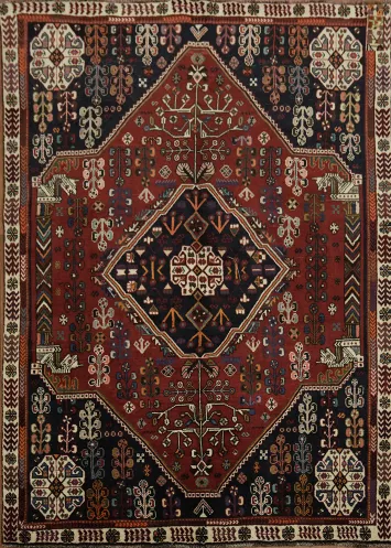 Elegant Vintage Shiraz Persian Area Rug 5x8