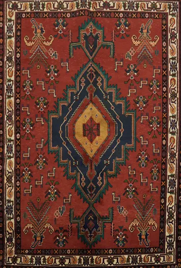 Hand-Knotted Tribal Shiraz Persian Area Rug 6x9