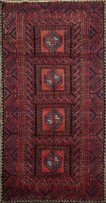 Intricate Vintage Balouch Persian Area Rug 5x9