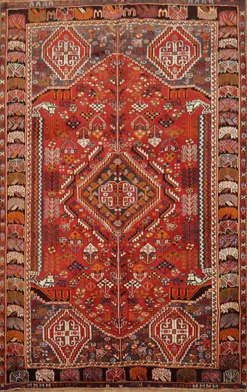 Elegant Red Rug Shiraz Persian Area Rug 5x8
