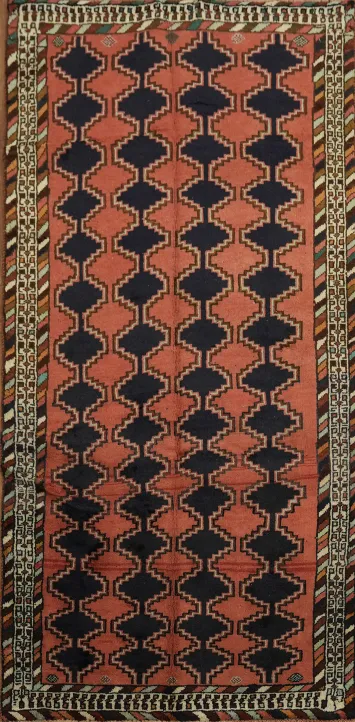 Authentic Geometric Shiraz Persian Rug 3x6