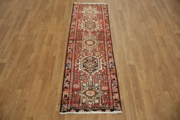 Vintage Geometric Gharajeh Persian Runner Rug 2x5